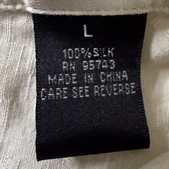 Silk Icon 100% Silk Hawaiian Shirt Large Cream Yellow Floral Aloha Camp Button - Picture 4 of 6